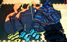 Zimné-lyžiarske bundy veľ.164 3x, rukavice 4x - 1