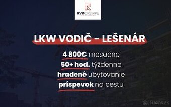LKW VODIČ - LEŠENÁR | NEMECKO | 4800€/MES.