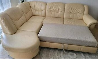 Luxusní rohová rozkládací kožená sedačka,3175