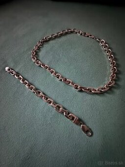 Strieborná retiazka a náramok vzor pilka