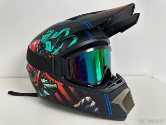 Moto prilba (off-road/motocross) + okuliare, veľkosť XL
