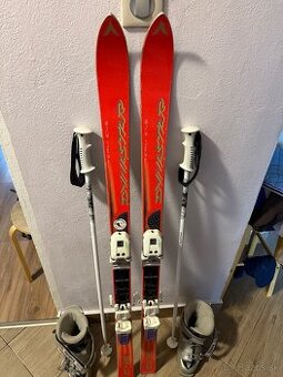 Predám SADA dámske lyže 140cm a lyžiarky 24cm palice 110 - 1