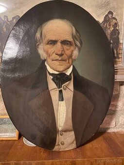 starozitny obraz -olejomaľba na platne