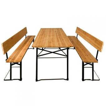 Drevený záhradný pivný set s opierkou 170 cm - skladací