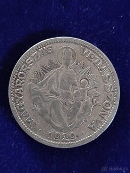 2 pengo 1929 Maďarsko strieborná minca