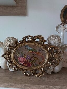 Vintage gobelin v starozitnom rame