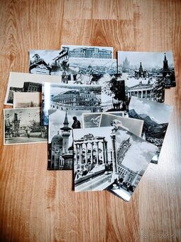 historické čiernobiele pohľadnice Európy