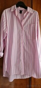 Ružová pásiková košeľa dámska zn. Lindex, veľ. L - 1