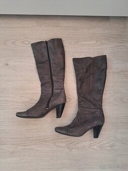 Šedé celokožené čižmičky