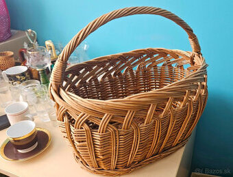 Klasický nákupný prútený kôš s rúčkou, 42 cm