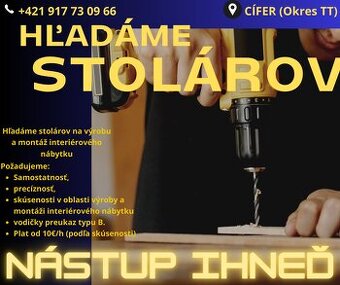 Hľadáme stolárov