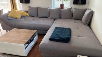 NAJVäČŠIA ROHOVÁ SEDACIA SÚPRAVA, textil, sivá, strieborná