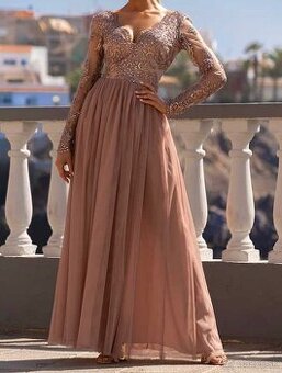 Zlatohnedé spoločenské šaty 44/XL