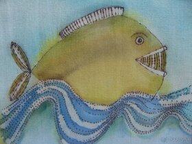 "Malá veľryba" - batika na plátne - 1