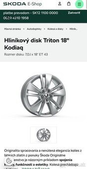 Elektróny vw group - škoda originál r18