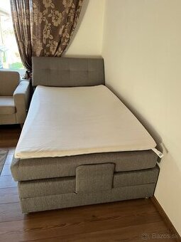 Elektrická polohovacia posteľ, boxspring, sivá, 120x200
