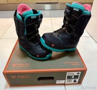 Snowboardove detske topanky GRAVITY MICRA ATOP BLACK/MINT 35