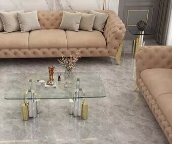 NOVÝ Strieborný glamour konferenčný stolík prémiové zlaté