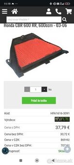 Vzduchový filter HifloFiltro HFA1616 - Honda CBR 600 RR, 600