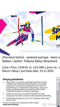 Predám lístky na SP Spindlu na cely víkend