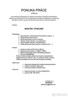 MONTER / STROJNÍK