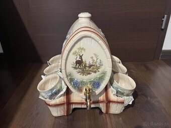 Predam keramicky sudok so 6 poharmi s polovnickou tematikou