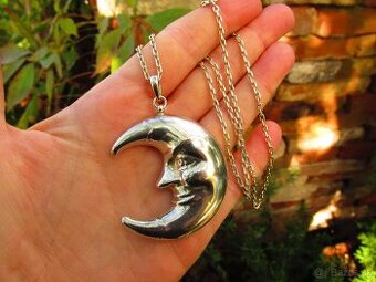 Strieborný náhrdelník veľký Mesiac, Ag 925