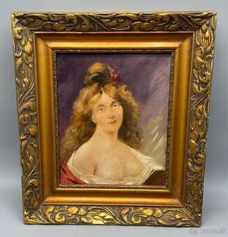 Maľovaný obraz žena s knihou, olejomaľba