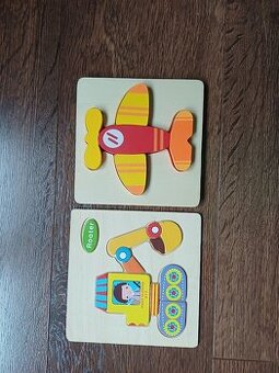 Detské puzzle lietadlo a bágrik