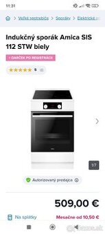 Predám indukcny sporák Amica
