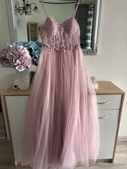 Ružové spoločenské šaty 40/L