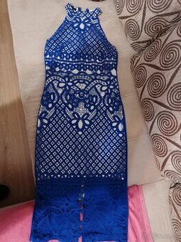 Modré Šaty s krajkou, elegantné
