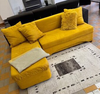 Rohová sedačka – horčicová (moderná)