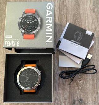 Garmin Fenix 6 Sapphire, Titanium/Orange