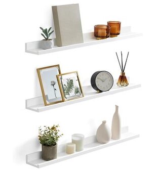 SONGMICS LWS081W01 – sada 3 políc, MDF, biele