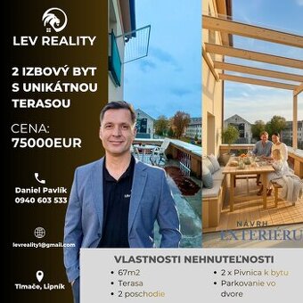 Lev Reality - Priestranný 2-izbový byt s VEĽKOU TERASOU