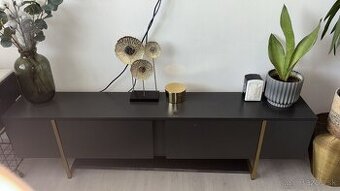 TV komoda LUXE - antracitová/zlatá