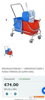 Upratovací vozík DOUBLE BRS 2x25l + mop zostava Flipper