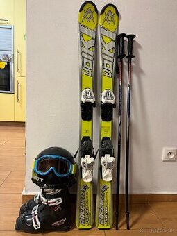 Lyže Volkl 110 cm + lyžiarky, prilba, okuliare, palicky