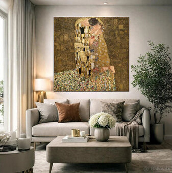 Gustav Klimt Bozk/kópia v mojom štýle olej na plátne/140x140
