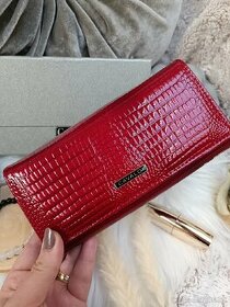 Červená KOŽENÁ dámska peňaženka - 1