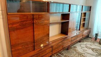 Retro obývacia stena lesklý mahagon
