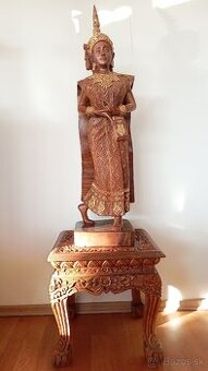✨Veľkolepá vyrezávaná socha Buddhu s podstavcom 125 cm