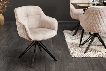 NOVÉ Otočné jedálenské stoličky – Zamat / Greige (Zľava)