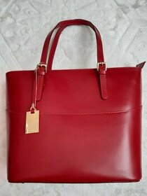 Talianska červená kabelka kožená