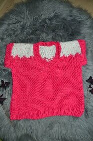 Dievčenská ružová pletená vesta 110/116 - 1