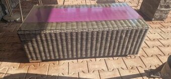 Ratanovy stôl + sklo