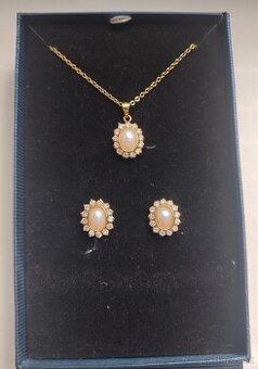 Nový zlatý náhrdelník a náušnice z bižutérie so zirkónikmi