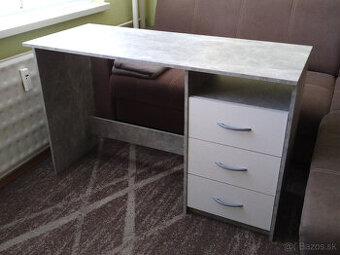 Písací stôl SELAS - betón/biela