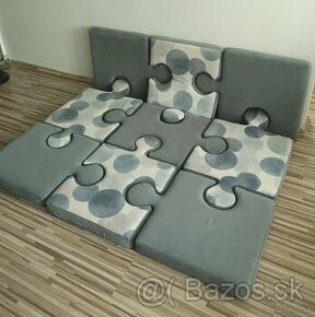 Sivá puzzle podložka na hranie pre deti - 1
